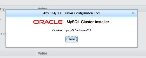 Text shown in this example: Oracle MySQL Cluster Installer: Version: mysql-5.6-cluster-7.3